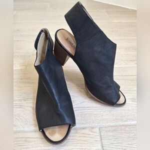 Josef Seibel black leather peep toe block heeled booties - Size 38 EUR, 7.5 US